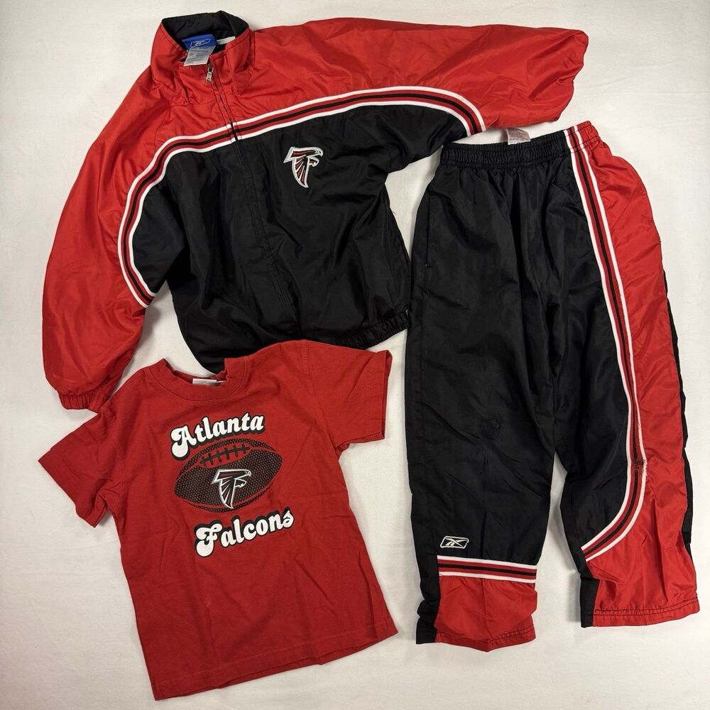 NFL Atlanta Falcons Youth Large Sz 7 Tracksuit Red Black Full Zip Logo